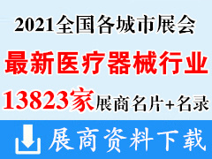 2021全国最新各城市医疗器械展会行业展商名片+展商名录汇总【13823家】